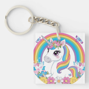 Porte-clefs Cute Unicorn Arc-en-ciel magique cadeau Imaginaire