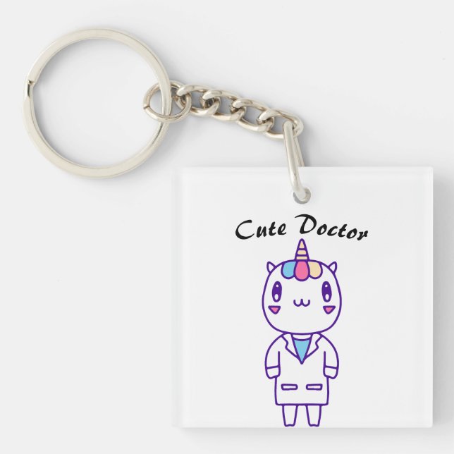 Porte-clefs Cute Unicorn Docteur Cadeau - Drôle Design Médical (Devant)