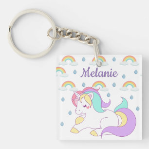 Porte-clefs Cute Unicorn et Rainbows Personnalisé