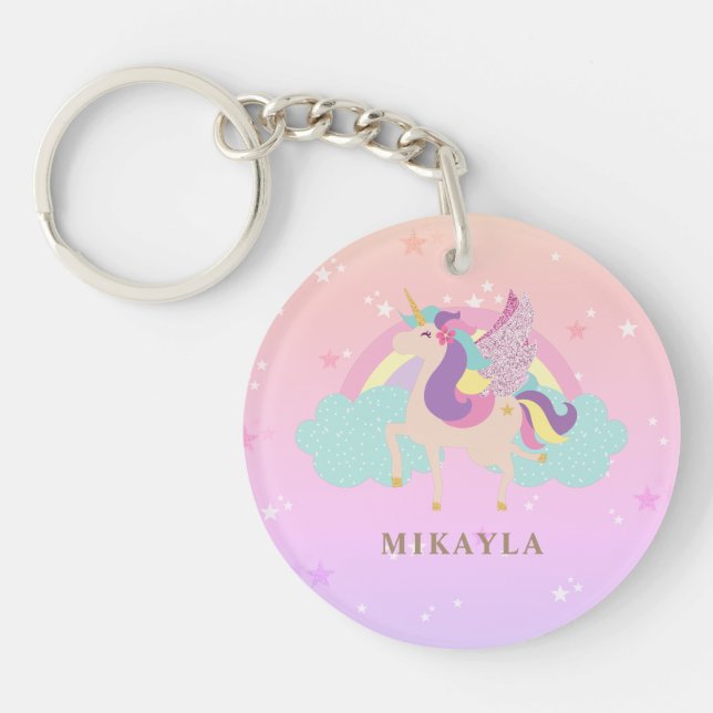 Porte-clefs Cute Unicorn Rainbow Pastel (Devant)