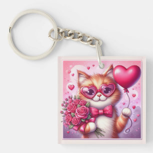 Porte-clefs Cute Valentine's day cat/chaton