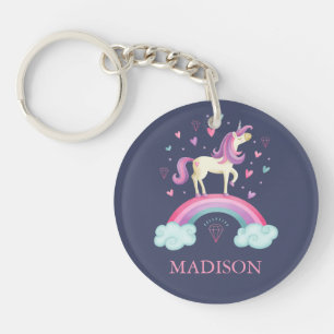 Porte-clefs Cute violet arc-en-ciel licorne