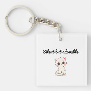 Porte-clefs Cute White Kitten Keychain – Fun Gift for Cat Love