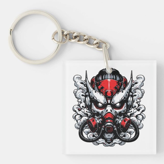 Porte-clefs Cyber Oni : Masque de Guerrier de la Fumée (Devant)
