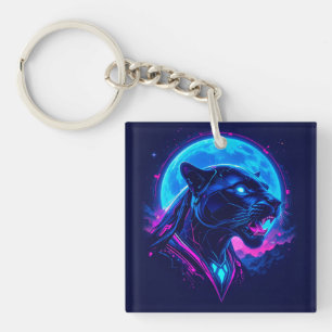 Porte-clefs Cyberpunk Neon Black Panther