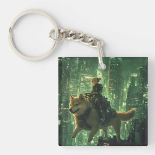 Porte-clefs Cyberpunk Shiba Waifu Porte - clé de cristaux