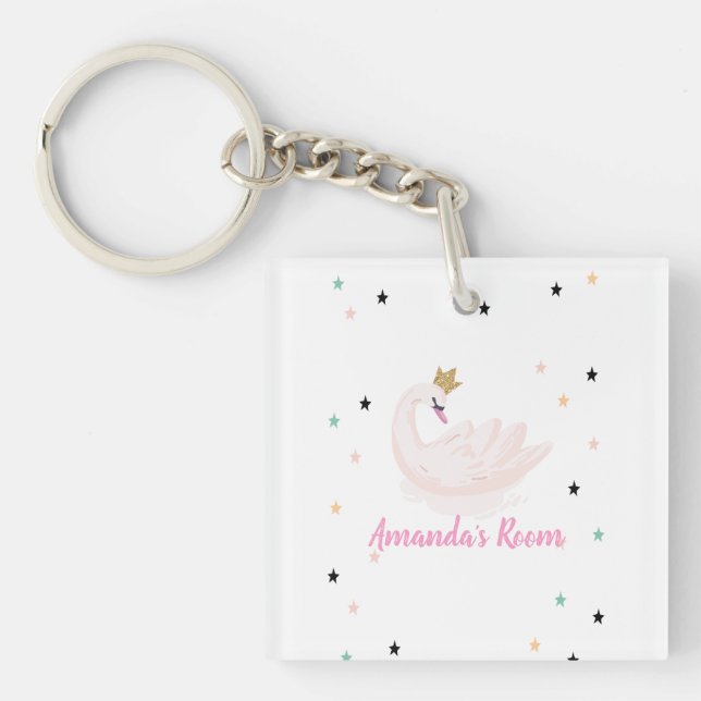 Porte-clefs Cygne chic, Étoiles, Princesse (Devant)
