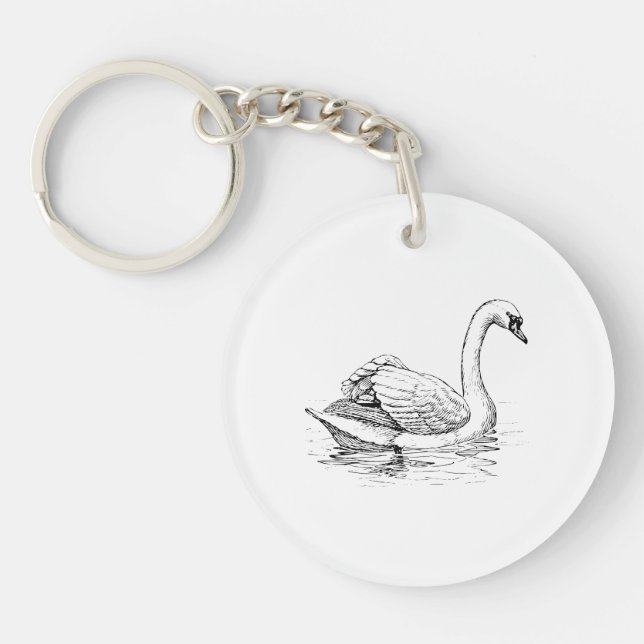Porte-clefs Cygne noir et blanc (Devant)