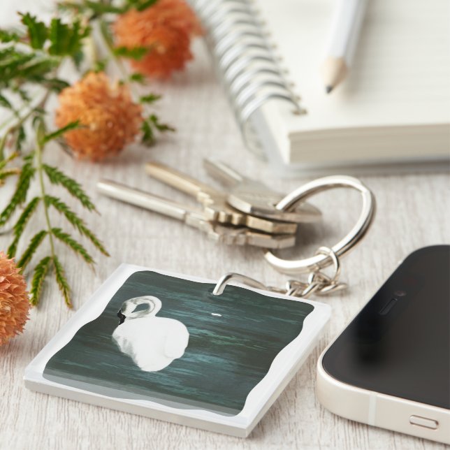 Porte-clefs Cygne sur l'étang (Devant Droit)