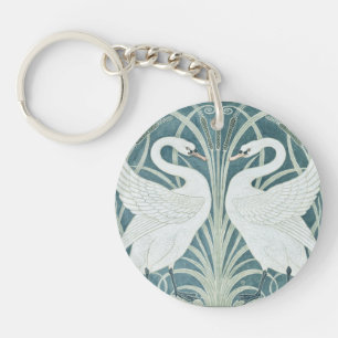 Porte-clefs Cygne vintage, ruée et iris par W. Crane