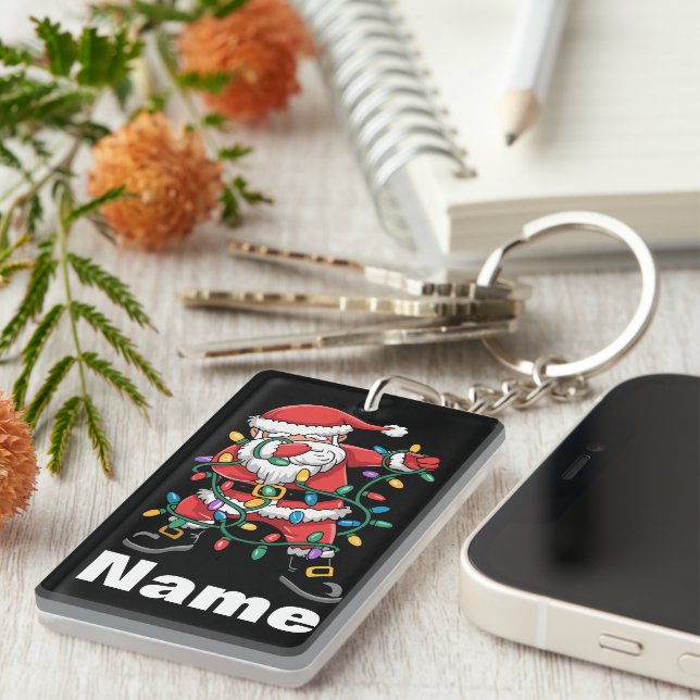 Porte-clefs Dabbing Santa Funny Personalized Christmas Gift (Devant droit)