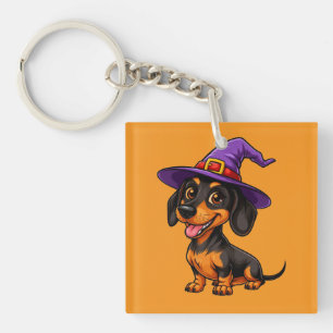 Porte-clefs Dachshund Adorable Portant un Chapeau de Magicien
