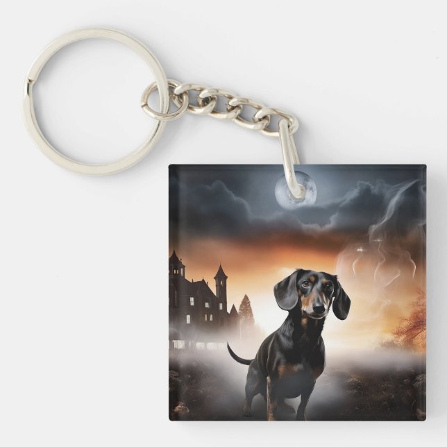 Porte-clefs Dachshund Halloween effroi (Devant)