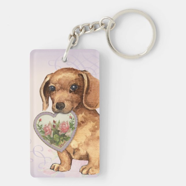 Porte-clefs Dachshund Heart Maman (Dos)