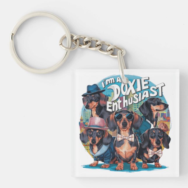 Porte-clefs Dachshund Je suis un passionné de Doxie (Devant)