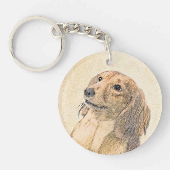 Porte-clefs Dachshund (Longhaerien) Peinture - Art Chien origi (Devant)
