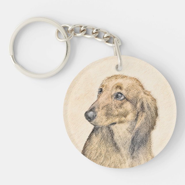 Porte-clefs Dachshund (Longhaerien) Peinture - Art Chien origi (Devant)