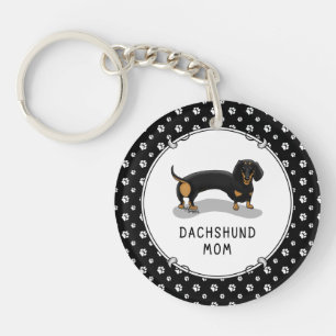 Porte-clefs Dachshund Mom (S noir & tan) - Mignonne chien
