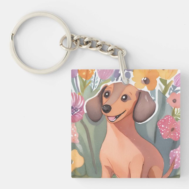 Porte-clefs Dachshund Puppy | Watercolor Dog Pet (Devant)
