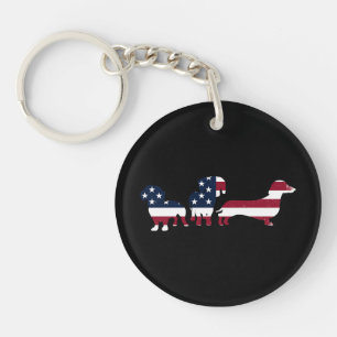Porte-clefs Dachshund Quatrième 4 juillet Chiens Patriotiques 