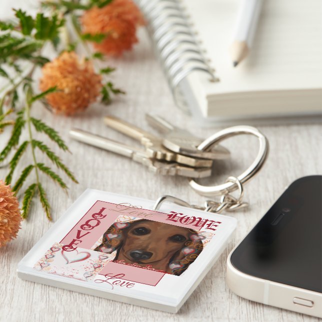 Porte-clefs Dachshund rouge       (Devant Droit)