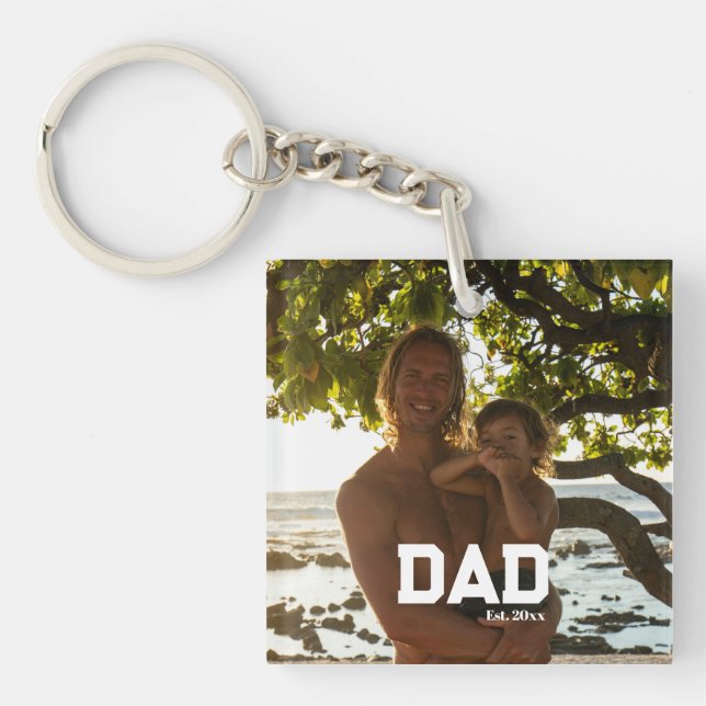Porte-clefs Dad Est Photo Customizable Year Father's Day  (Devant)