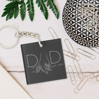 Porte-clefs Dad Line Art Father Child Photo Design
