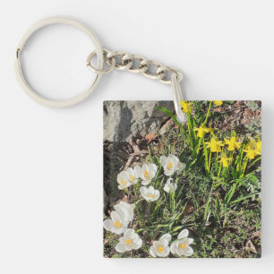 Porte-clefs Daffodiles et anneau de clé acrylique crocus