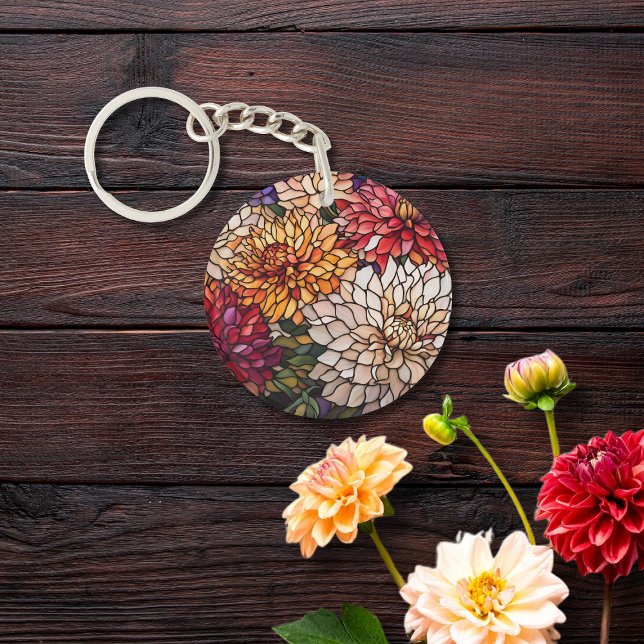 Porte-clefs Dahlia en Verre Coloré (Créateur téléchargé)