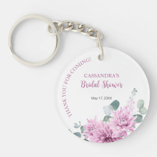 Porte-clefs Dahlia Pourpre Eucalyptus Botanique Baby Shower de