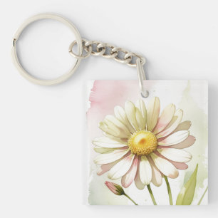 Porte-clefs Daisy Watercolor Flower Moderne Professionnel