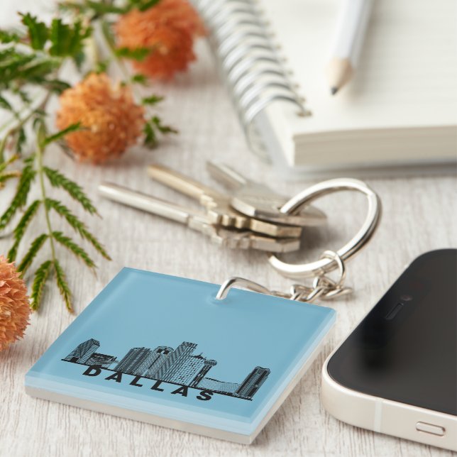 Porte-clefs Dallas Skyline Silhouette  (Devant Droit)