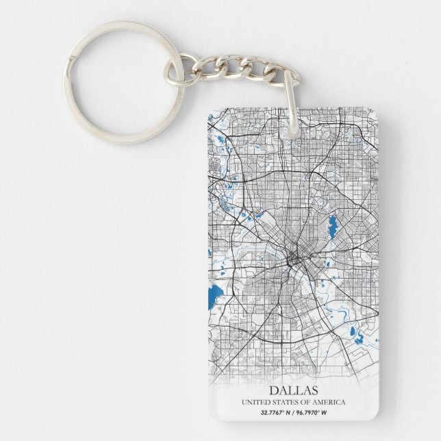 Porte-clefs Dallas Texas USA City Travel City Carte (Devant)