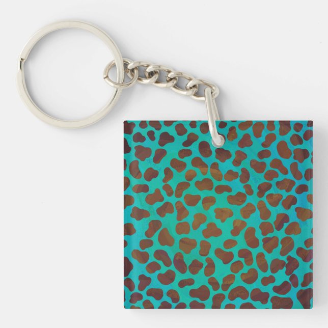 Porte-clefs Dalmatien Brun et Imprimé Sarcelle (Devant)