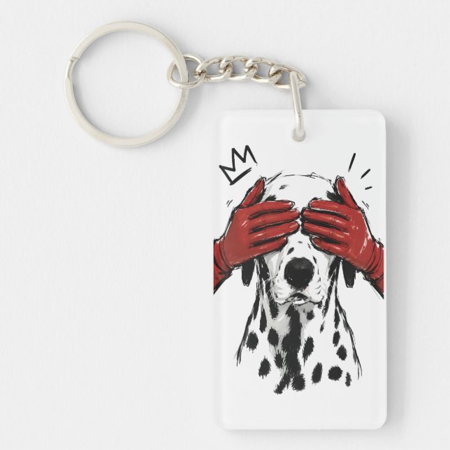 Porte-clefs Dalmatien Cache-Cache Gants Rouges Art Ludique (Devant)