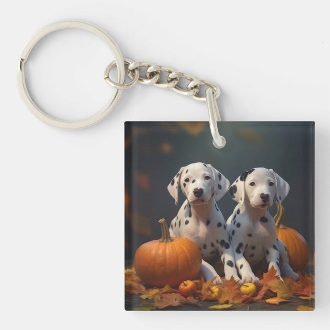 Porte-clefs Dalmatien chiot Automne Délice Citrouille (Devant)