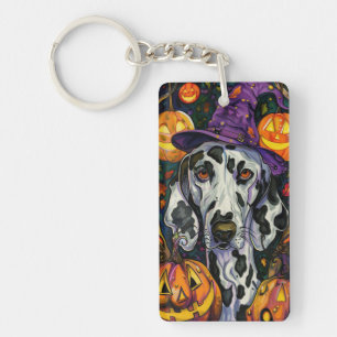 Porte-clefs Dalmatien effrayant, sorcière d'Halloween et citro