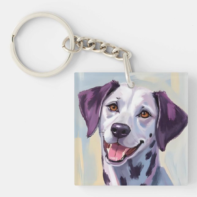 Porte-clefs Dalmatien | Peinture de chien à l'aquarelle (Devant)