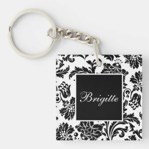 Porte-clefs Damas noir et blanc