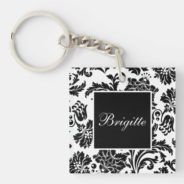 Porte-clefs Damas noir et blanc (Devant)