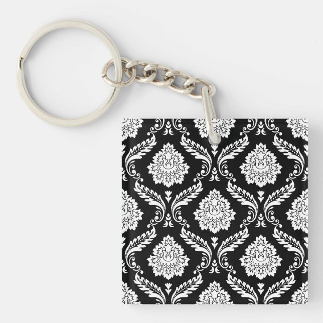 Porte-clefs Damas Rococo 2 voies Noir + Blanc (Devant)
