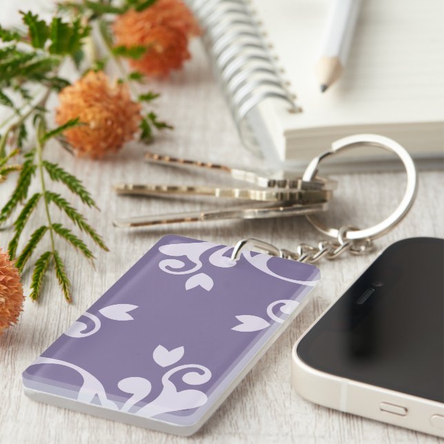 Porte-clefs Damask Patch, Purple Damask, Français Damask (Devant droit)