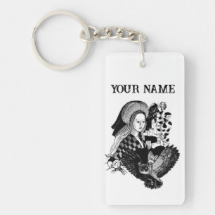 Porte-clefs Dame et hibou