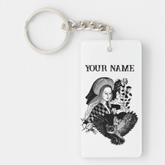 Porte-clefs Dame et hibou