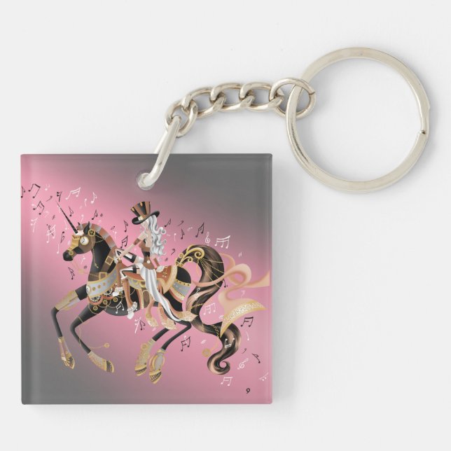 Porte-clefs Dame Steampunk et Cheval Mécanique (Dos)