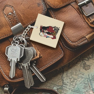 Porte-clefs Dame victorienne rouge steampunk poulpe vintage