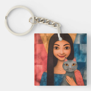 Porte-clefs Dames & Chats – Collection de portraits vintage 1