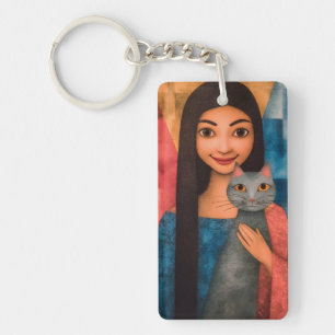 Porte-clefs Dames & Chats – Collection de portraits vintage 1