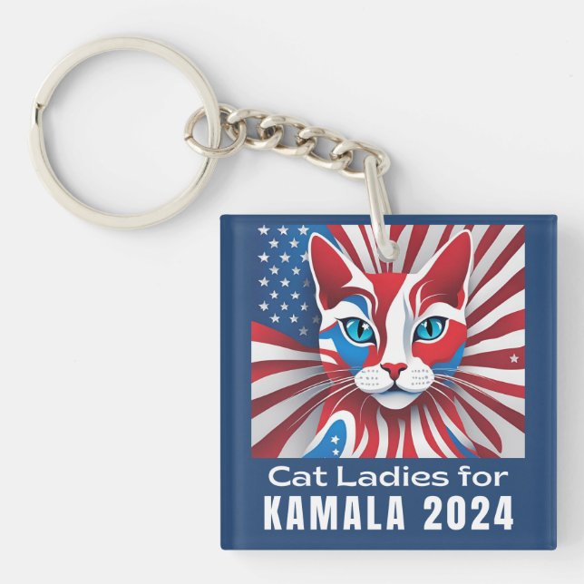 Porte-clefs Dames de chat pour Kamala 2024 Démocrate (Devant)