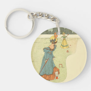 Porte-clefs Dames victoriennes Croquet Fête de jardin vintage